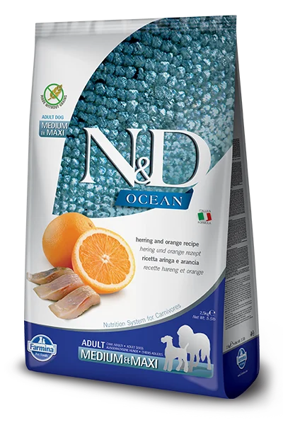 Farmina Natural & Delicious Ocean Herring & Orange Adult Medium & Maxi Dog Food