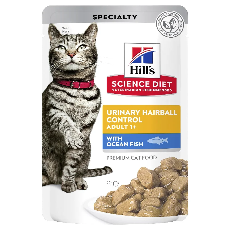 Hills Science Diet Adult Urinary Hairball Control Ocean Fish Cat Food Pouches 85g