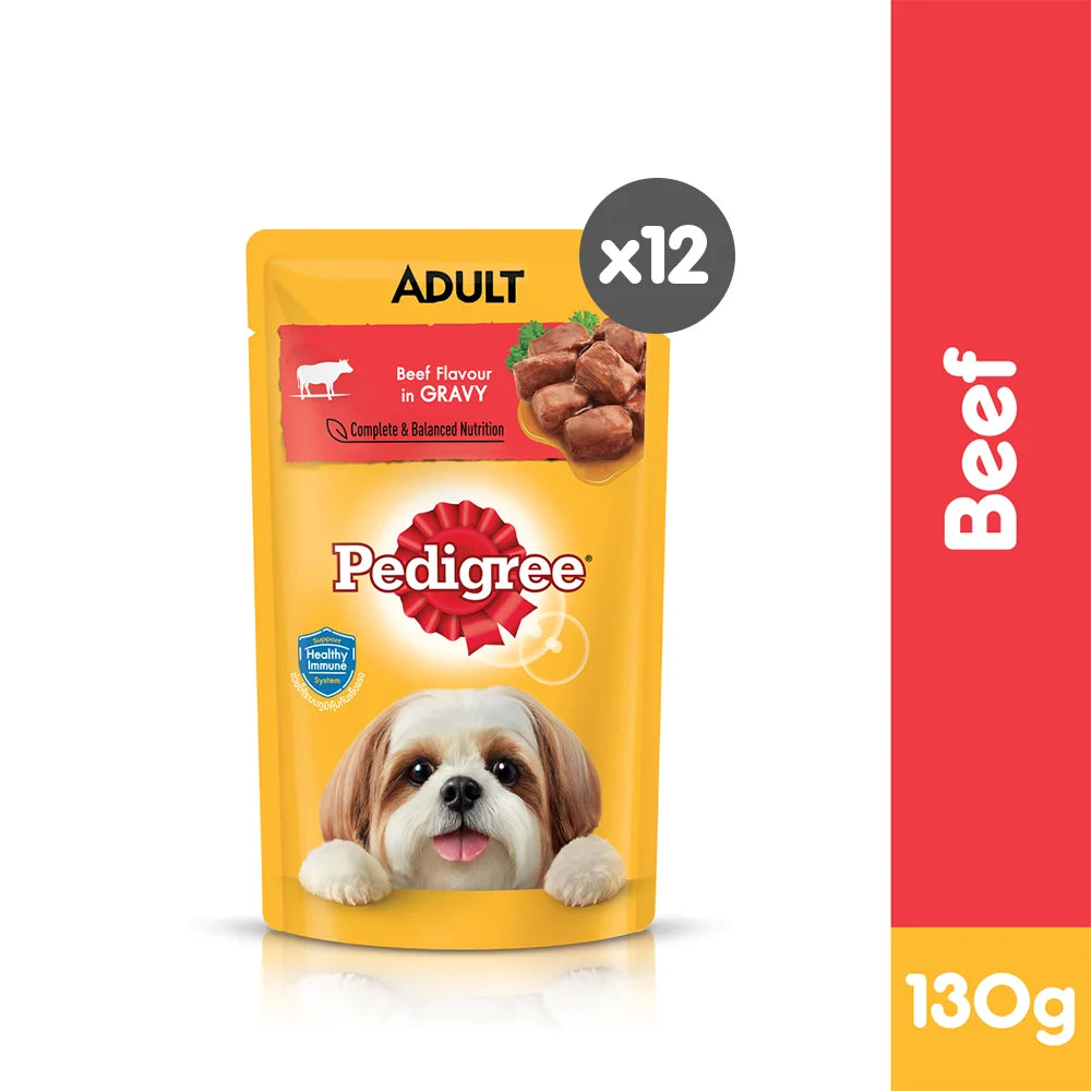 PEDIGREE® Dog Food Wet  Adult Beef Flavour in Gravy 130g  [12pcs]