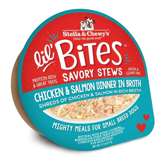 Stella & Chewy's Lil’ Bites Savory Stews Chicken & Salmon Dinner in Broth Food for Small Dogs - 2.7-oz