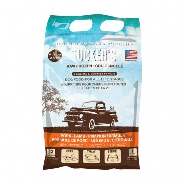  -High-fiber dog foodTucker's Frozen Raw Pork Lamb Pumpkin Complete and Balanced Dog Food